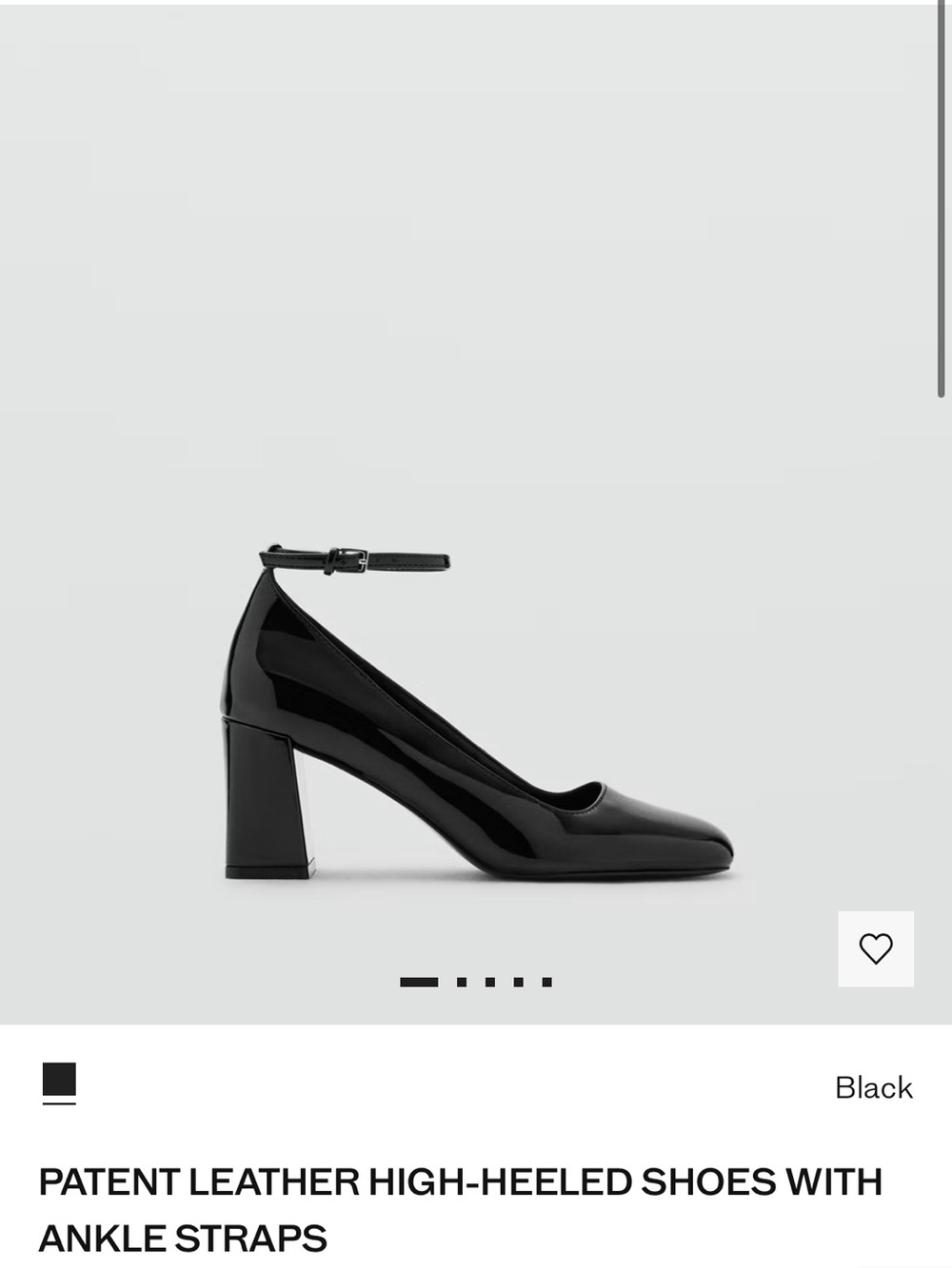 Mango Patent Leather High-Heeled Pumps with Ankle Strap - Black, size 40